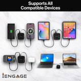 iEngage 10000mAh Powerbank Portable 35W Fast Charging With Retractable Cable (White)