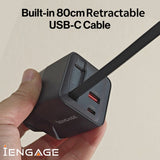 iEngage 100W Power Adapter With Interchangeable Uk/Eu Plug & 4 Ports
