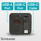iEngage Dual Port C+A 65W Gan Power Adapter With Usb-C Cable