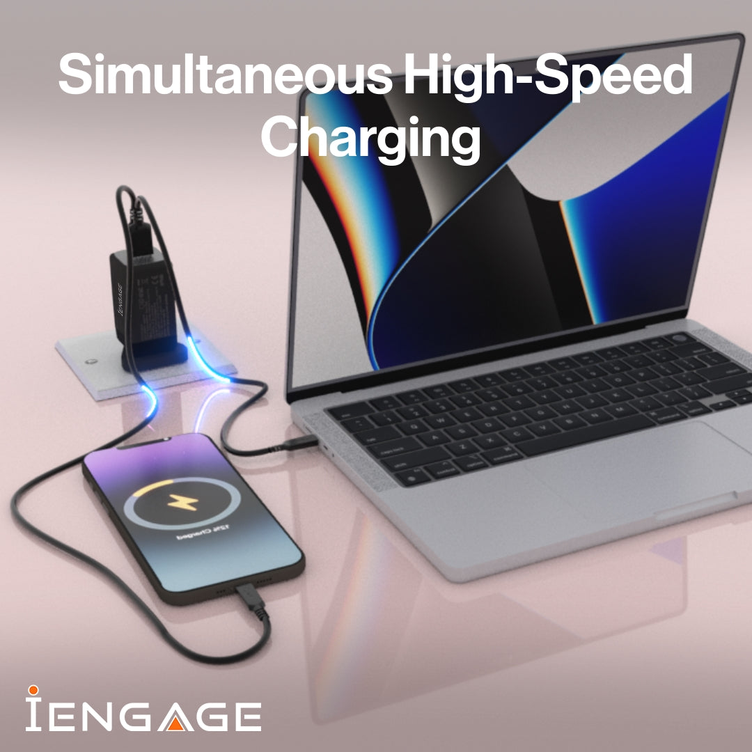 iEngage Dual Port 48W Power Adapter With Interchangeable Uk/Eu Plug
