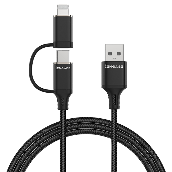 iEngage USB-A to USB-C cable with lightning connector (30cm)