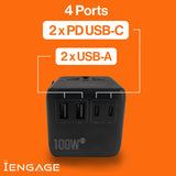 iEngage 100W Universal Travel Adapter Dual USB-C & A Ports / USB - C