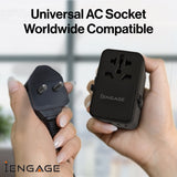 iEngage 70W Universal Travel Adapter 2X USB-C/A Ports with Retractable USB-C Cable
