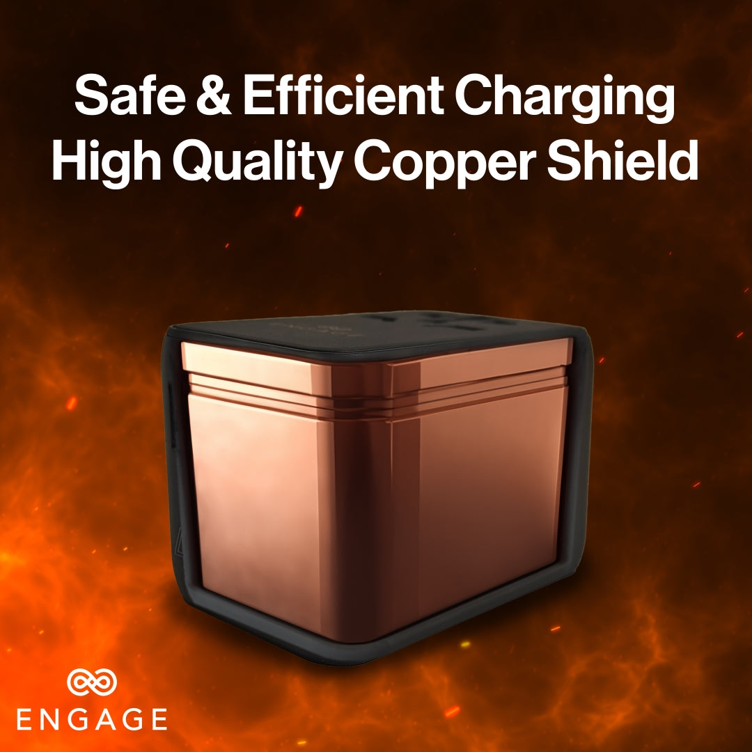 iEngage 70W Universal Travel Adapter 2X USB-C/A Ports with Retractable USB-C Cable