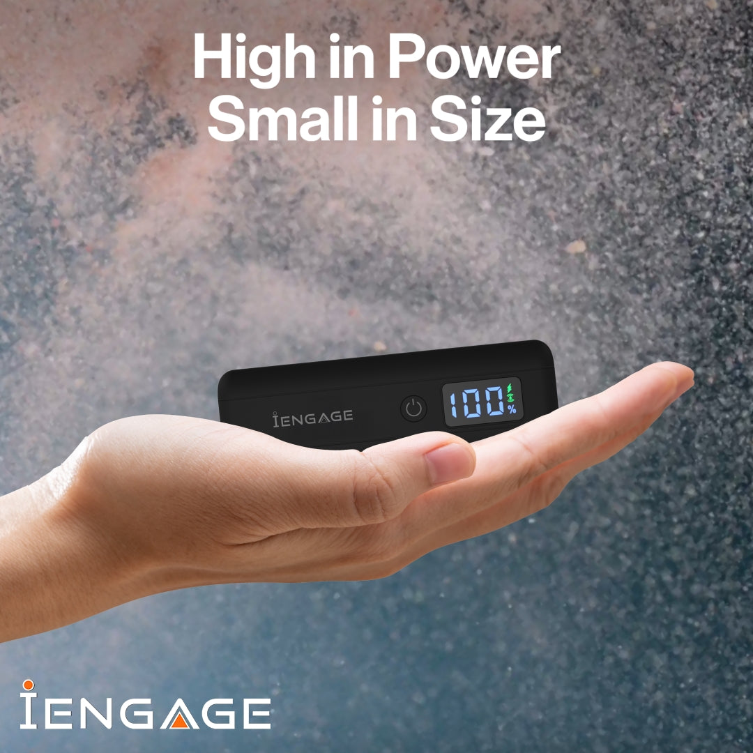 iEngage 10000mAh Powerbank Compact 15W Wireless Charging 45W Fast Charging With LED Display
