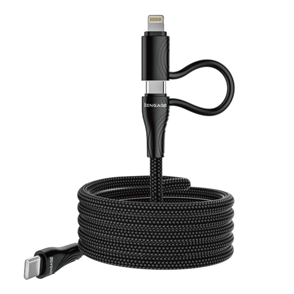 iEngage Magnetic C To C Cable 60W W/Lightning Adapter(27W) (Black)