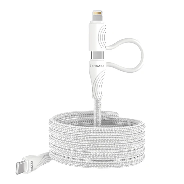 iEngage Magnetic C To C Cable 60W With Lightning Adapter(27W)White