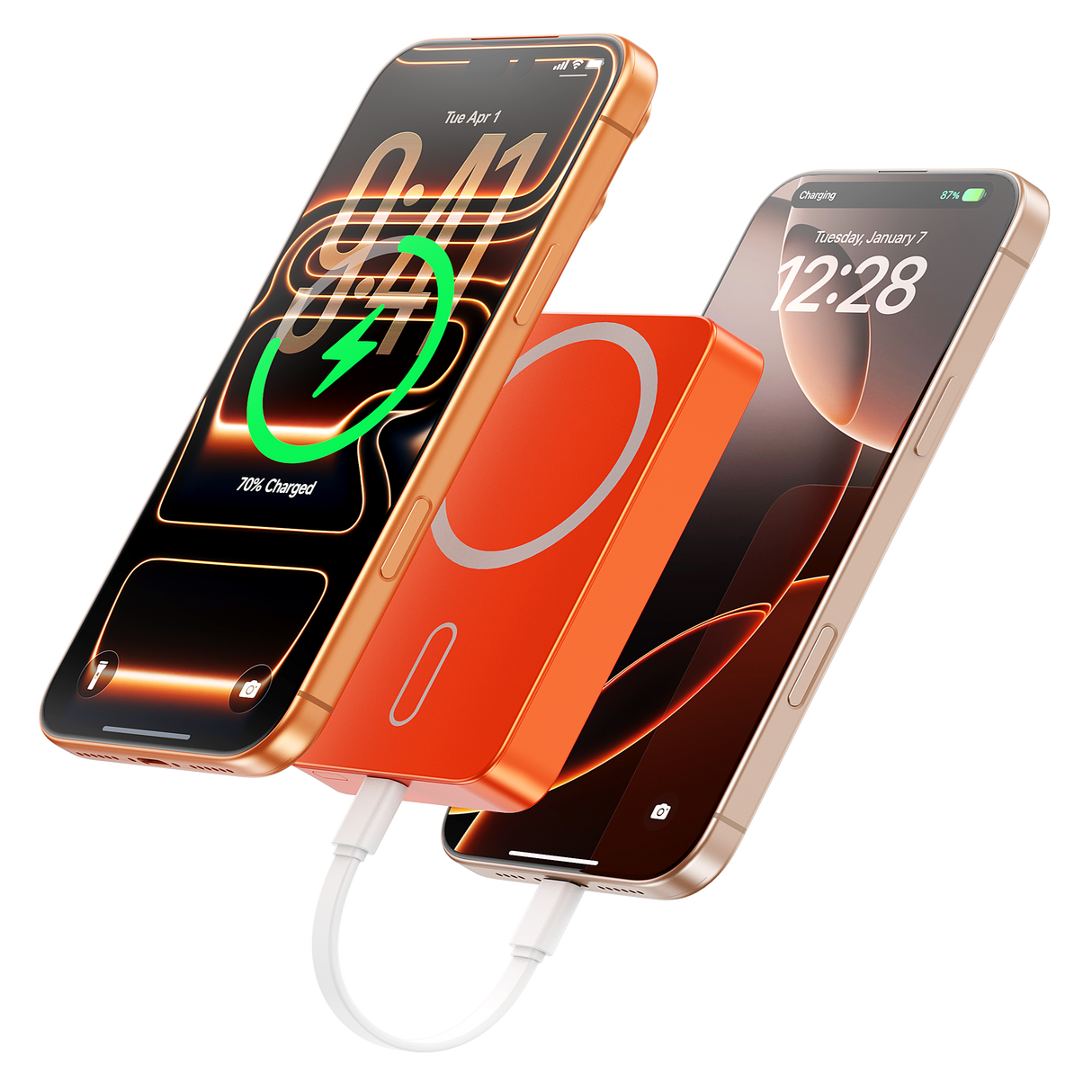 iEngage 10000mAh Semi Solid Battery Wireless Charging Powerbank (Orange)