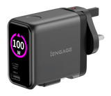 iEngage 100W AI PD Charger(USB-C+USB-C Cable+USB-A) W/Interchangeable UK/EU Plug