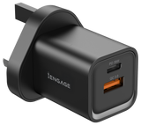 iEngage Dualport (USB-C + USB-A) 35W Power Adapter UK Plug - Black