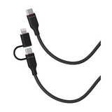 iEngage Super Soft Silicone C To Usb-C Cable W/Lightning Adpter Bk
