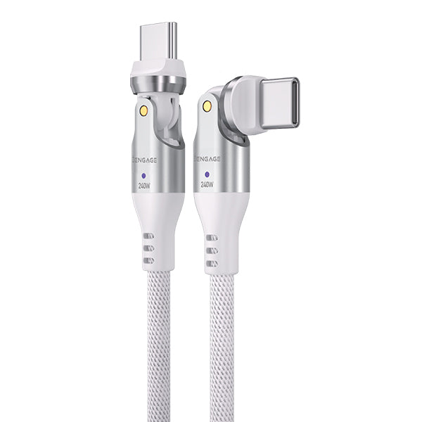 iEngage 240W Rotating Head Usb-C Cable(48V/5A) (White)