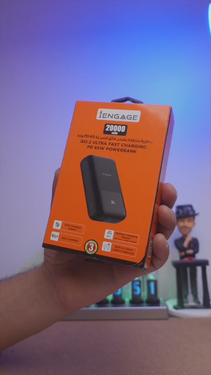 iEngage Qi2 20000mAh Ultra Fast Charging PD 65W PowerBank